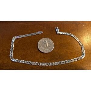 925 Sterling Silver Flat Mariner Chain Bracelet or Anklet